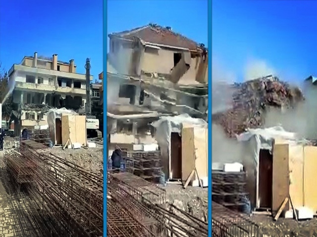 Kentsel dönüşümde dikkat çeken an: Avcılar’da bina tek darbeyle yıkıldı