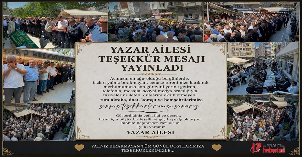Yazar Ailesi'nden Teşekkür mesajı
