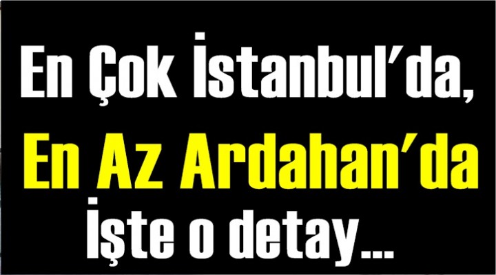 En çok İstanbul'da, en az Ardahan'da