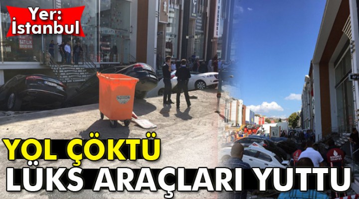 İstanbul Merter'de yol çöktü