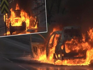Esenyurt’ta Otomobil alev alev yandı