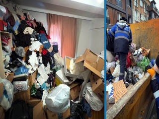 Avcılar’da Şikayet edilen çöp evden üç kamyon atık çıkarıldı