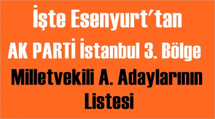 İşte Esenyurt’ta AK Parti Milletvekili A. Adaylarının Listesi