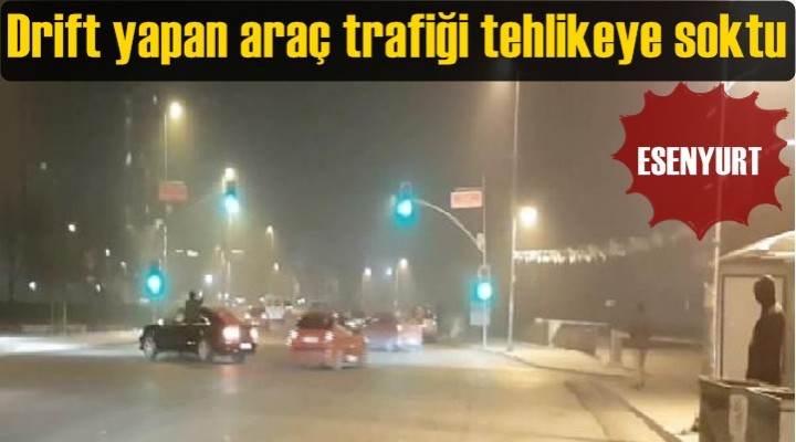 Asker konvoyunda drift yapan araç trafiği tehlikeye soktu